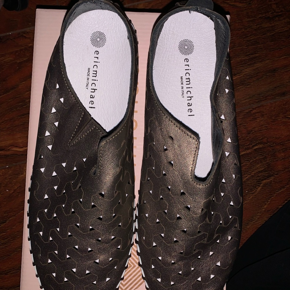 Eric Michael Women's Black Perforated Loafers